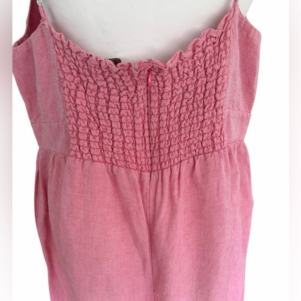 LOFT Linen Blend Tie Front Pink Jumpsuit size 12. - Picture 8 of 12